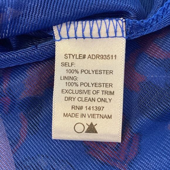 ASTR Blue Red Floral Extended Sleeves V-Neck Boho Swing Dress Tunic Small - Picture 4 of 8